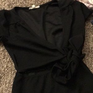 Small Rolla Coster Tie Front Short Black Dress